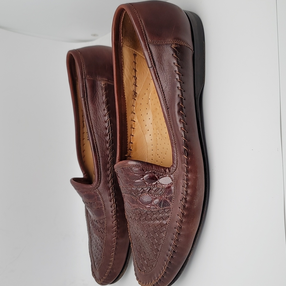 Santoni Brown Italian Leather Loafers